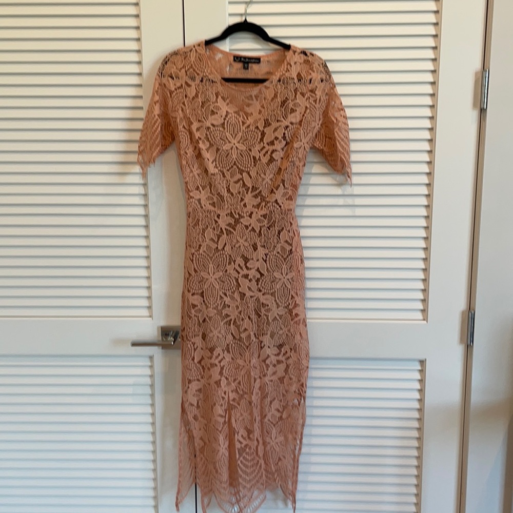 For love and lemons nude lace dress with cut out back. Luna Maxi dress